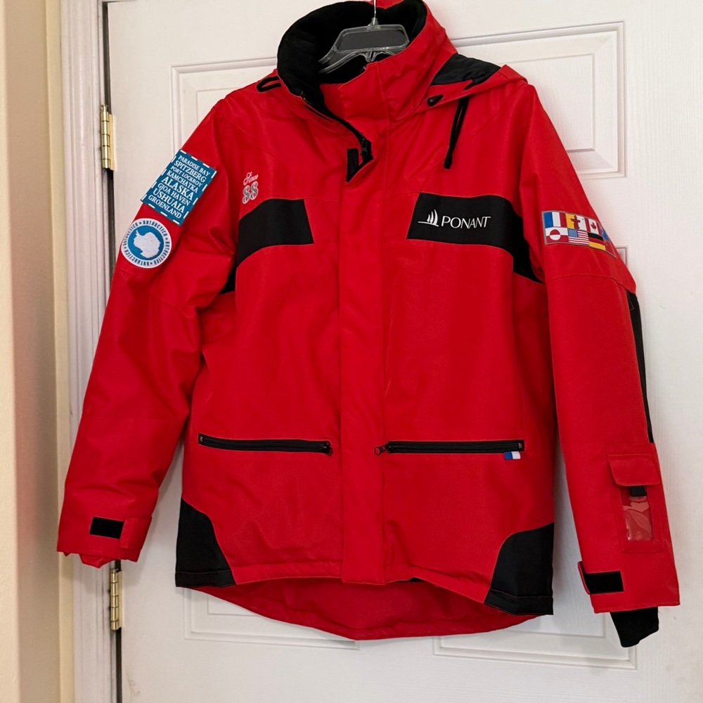 PONANT 88 Jacket Men’s Large Red Antarctica Polar Expedition Hooded Parka Coat